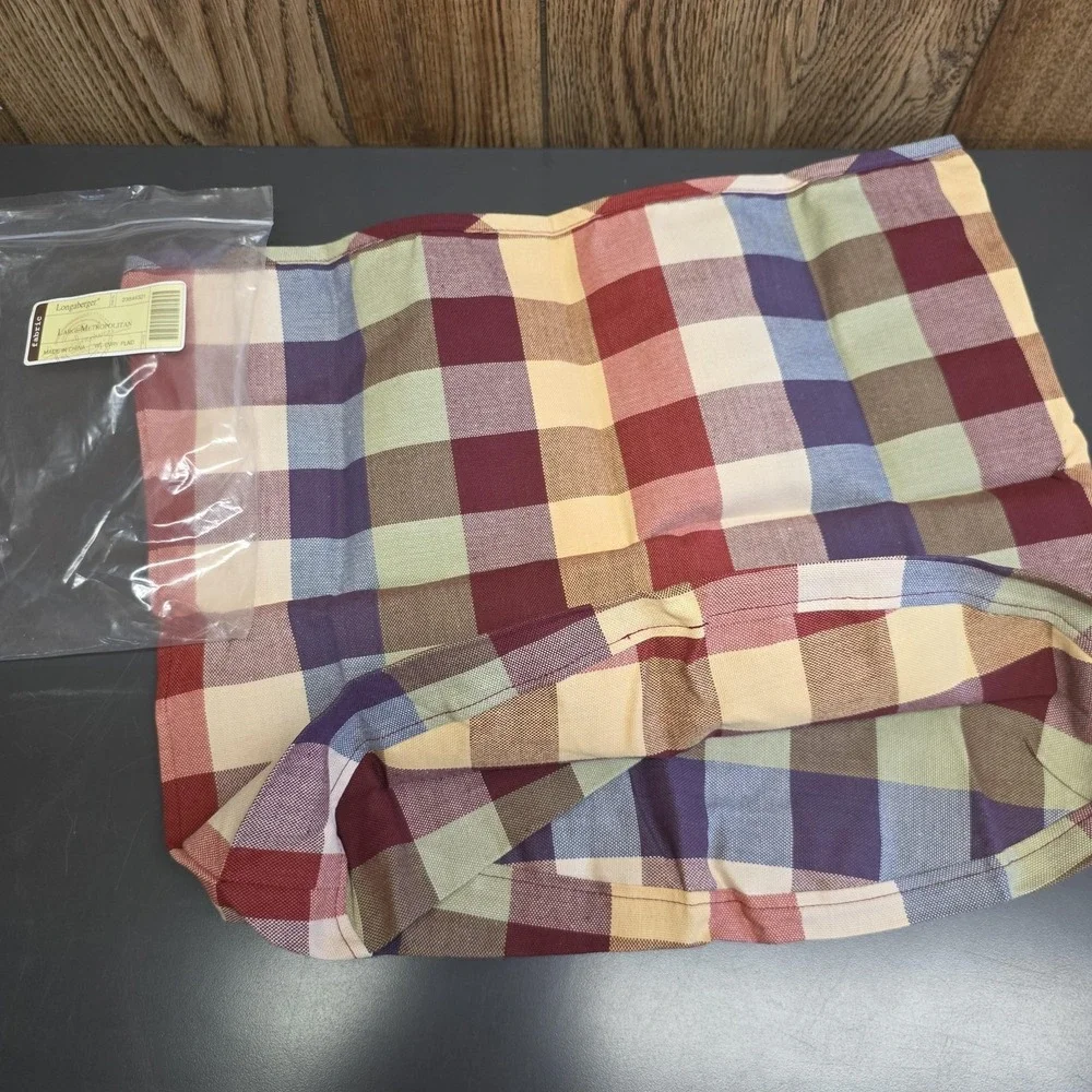 Longaberger Large Metropolitan Basket Liner‎ WT EVRY Plaid Fabric Multicolor